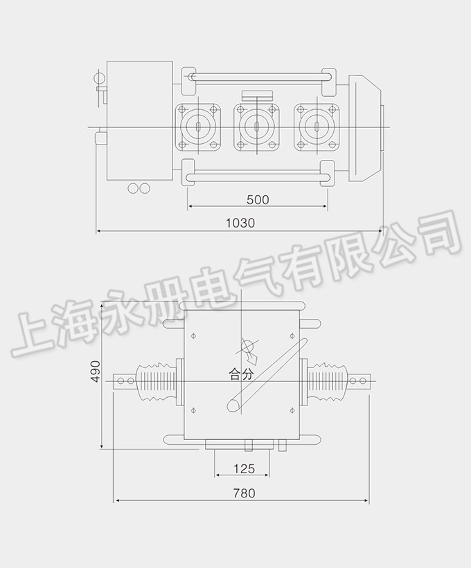 LW3-12(G)户外高压六氟化硫断路器的外形尺寸